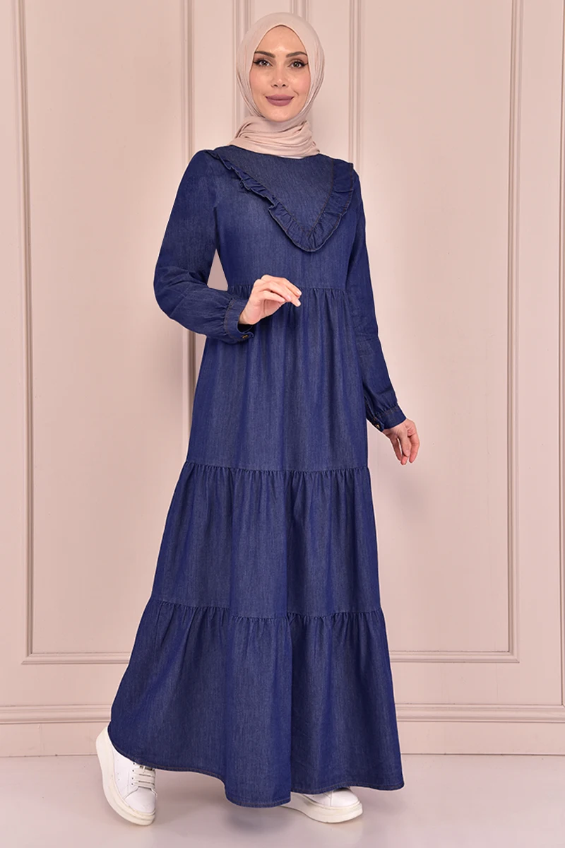 Frill Detail Level Dress Navy blue MSN6198 
Frill Detail Level Dress Navy blue MSN6198