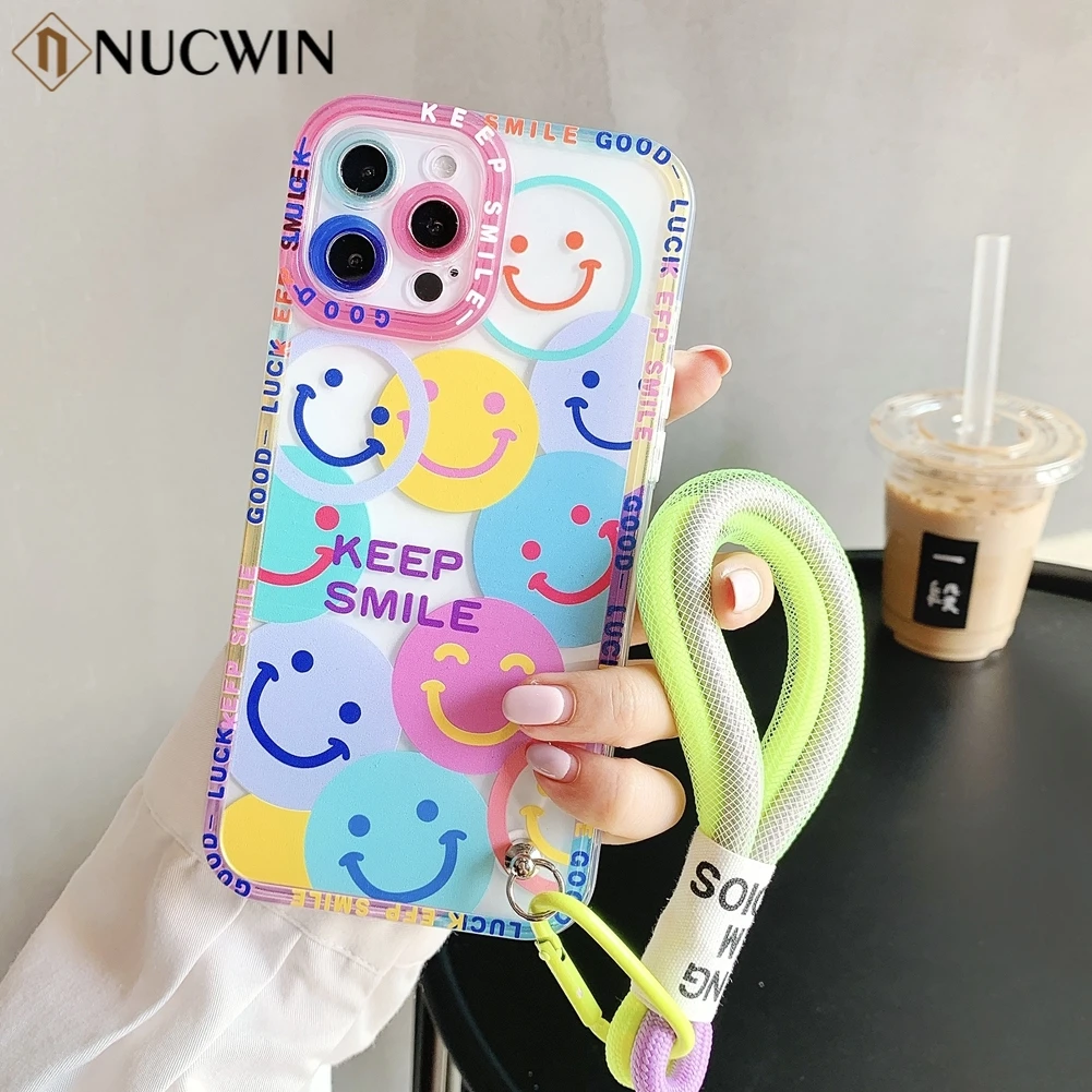 Cute Cartoon Flowers Smiley Lanyard Case For iPhone 13 11 12 Pro Max X XS XR 7 8 Plus SE 2 Transparent Camera Protection Cover
Cute Cartoon Flowers Smiley Lanyard Case For iPhone 13 11 12 Pro Max X XS XR 7 8 Plus SE 2 Transparent Camera Protection Cover