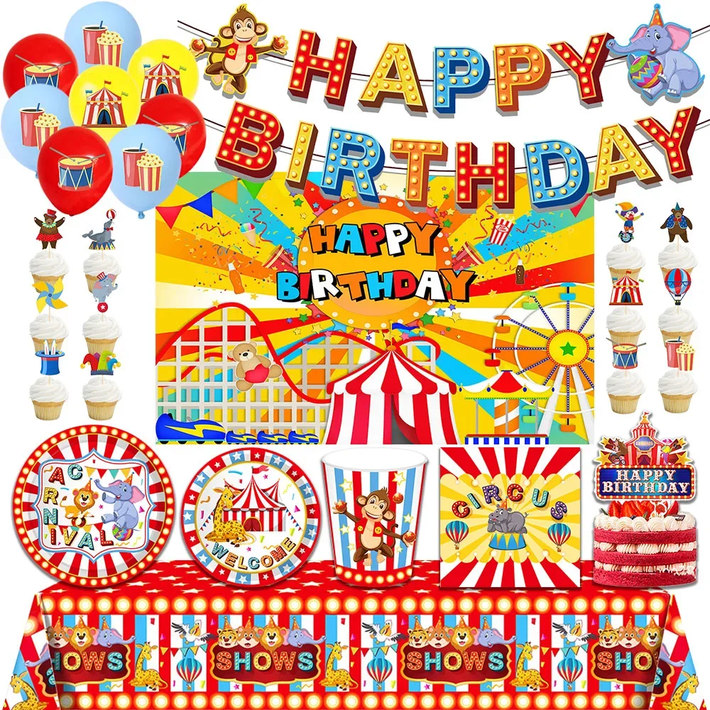 Circus Troup Tent Lion Elephants Monkey Theme Birthday Party Decorative Disposable Tableware Balloon Backdrop Baby Shower Gift
Circus Troup Tent Lion Elephants Monkey Theme Birthday Party Decorative Disposable Tableware Balloon Backdrop Baby Shower Gift