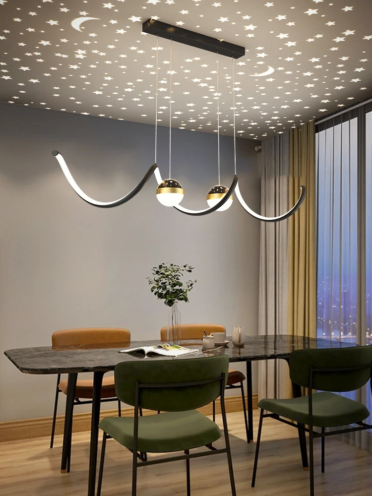 Dining room chandelier modern minimalist creative line lamps projection star ceiling chandelier bar dining room lamp
Dining room chandelier modern minimalist creative line lamps projection star ceiling chandelier bar dining room lamp
