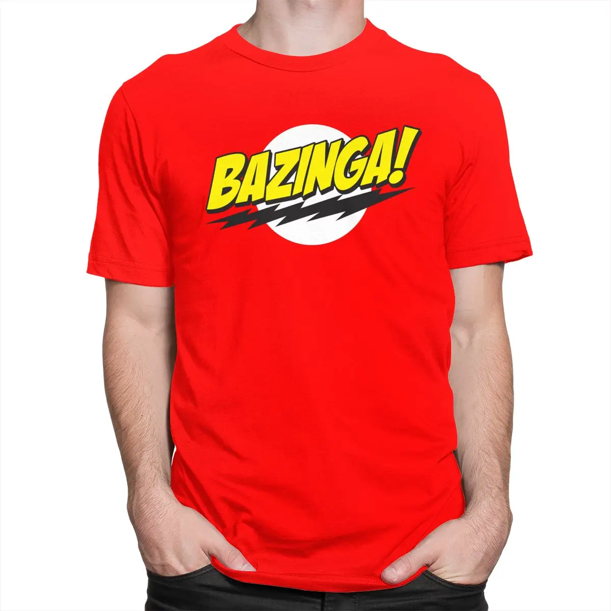 

Мужская футболка The Big Bang Theory Bazinga, 100% хлопок, красивая футболка Шелдона Купера, футболка с коротким рукавом Geek TBBT, топы, подарок Merch