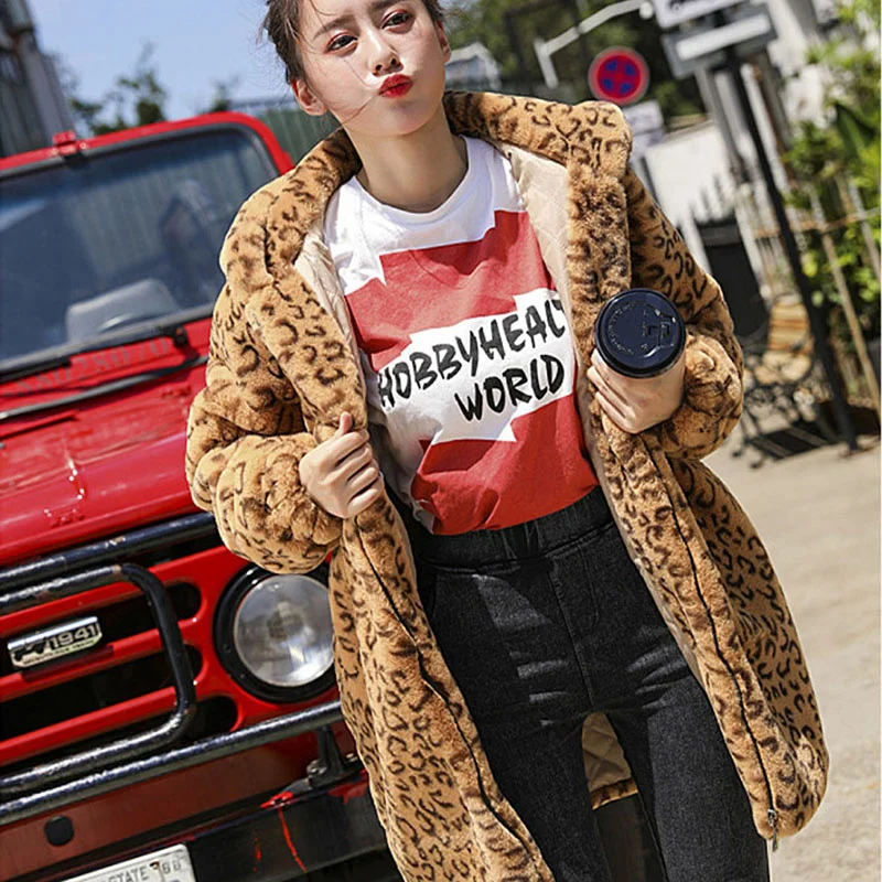 Leopard Fashion Print Coat Women Outerwear Winter Thick Warm Casual Loose Mid Long Faux Rabbit Fur Jacket Female
Leopard Fashion Print Coat Women Outerwear Winter Thick Warm Casual Loose Mid Long Faux Rabbit Fur Jacket Female