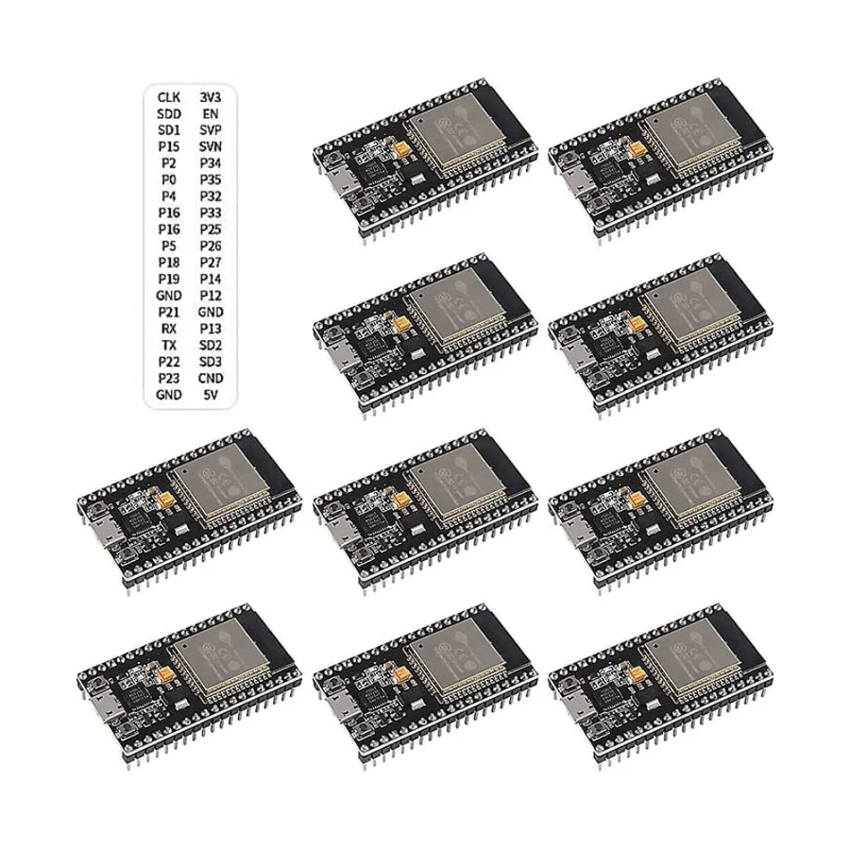 10PCS 38pin ESP-WROOM-32 ESP32 ESP-32S Development Board 2.4GHz Dual-Mode WiFi + Bluetooth Dual Cores with Antenna for Arduino
10PCS 38pin ESP-WROOM-32 ESP32 ESP-32S Development Board 2.4GHz Dual-Mode WiFi + Bluetooth Dual Cores with Antenna for Arduino