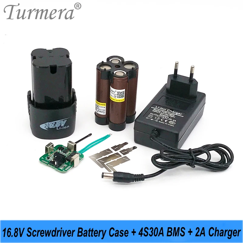 Turmera 16.8V Screwdriver Drill Battery Case 4S 30A BMS 18650 Hoder 16.8V 2A Lithium Battery Charger for 14.4V Shura Shrika Use
Turmera 16.8V Screwdriver Drill Battery Case 4S 30A BMS 18650 Hoder 16.8V 2A Lithium Battery Charger for 14.4V Shura Shrika Use
