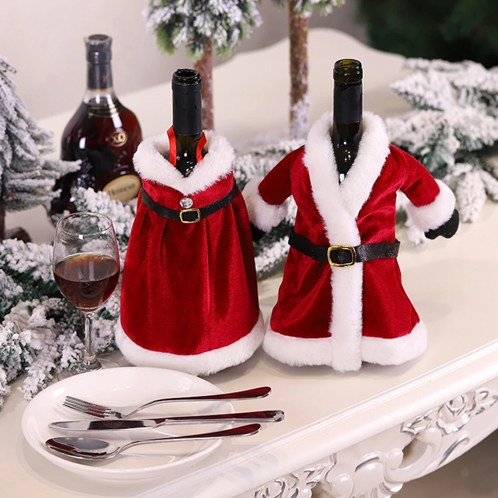 Miniature Christmas Santa Jacket Dress Wine Bags Covers Christmas Dinning Desktop Decorations For Merry Party Ornaments Velvet
Miniature Christmas Santa Jacket Dress Wine Bags Covers Christmas Dinning Desktop Decorations For Merry Party Ornaments Velvet