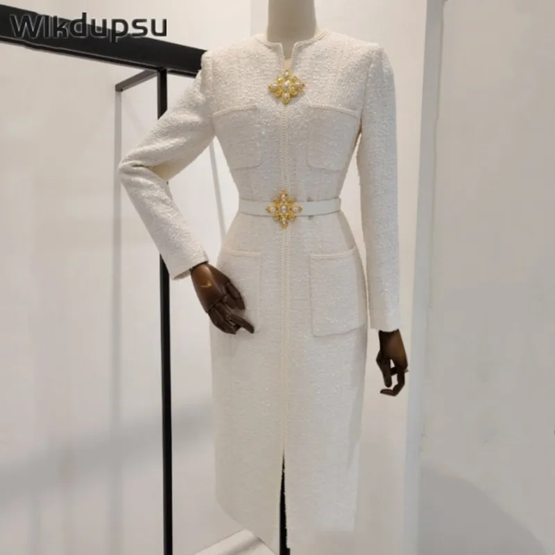 Luxury Brand Fashion Designer Long Sleeve 2022 New Fashion Pockets Autumn Winter Dress For Women Office Ladies Tweet Dresses 
Luxury Brand Fashion Designer Long Sleeve 2022 New Fashion Pockets Autumn Winter Dress For Women Office Ladies Tweet Dresses
