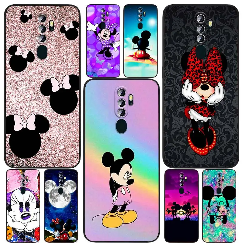 

Anime Mickey Minnie Disney Black Phone Case For OPPO Find X5 X3 F21 Neo Lite A96 A57 A74 A76 A72 A55 A54S A53 A53S A16 S A9