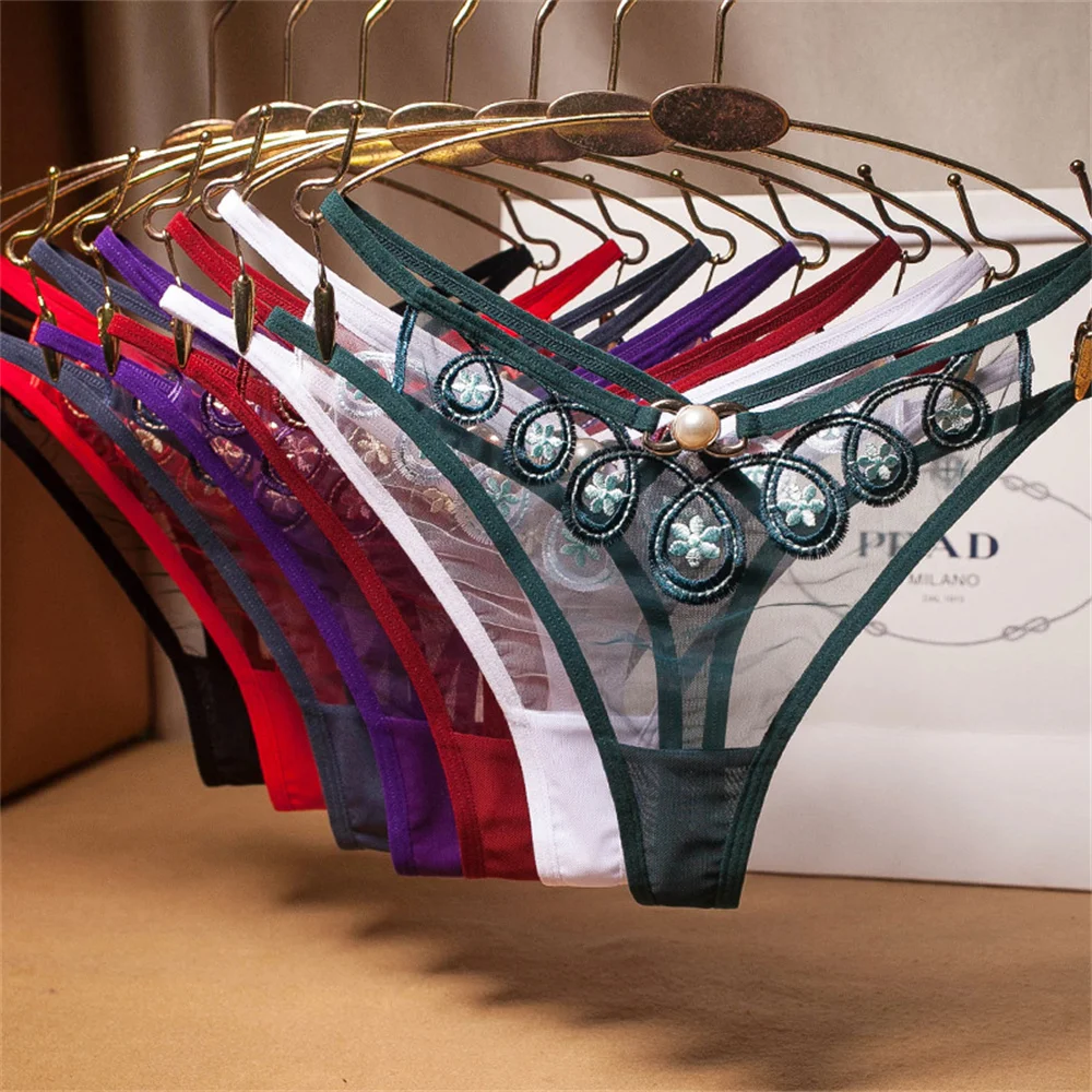 Sexy Lingerie Female Double Teases Transparent Thong Floral Embroidered Mesh Panties Women Erotic G String French Ladies Briefs 
Sexy Lingerie Female Double Teases Transparent Thong Floral Embroidered Mesh Panties Women Erotic G String French Ladies Briefs
