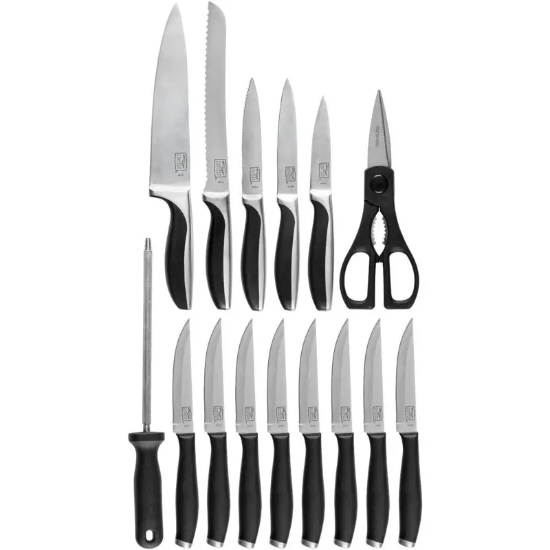 16pcs Kitchen Knife Set with Wood Block Kitchen knives Chef knife Cook Set Chef Utility Slicer Vegetable Peeler
16pcs Kitchen Knife Set with Wood Block Kitchen knives Chef knife Cook Set Chef Utility Slicer Vegetable Peeler