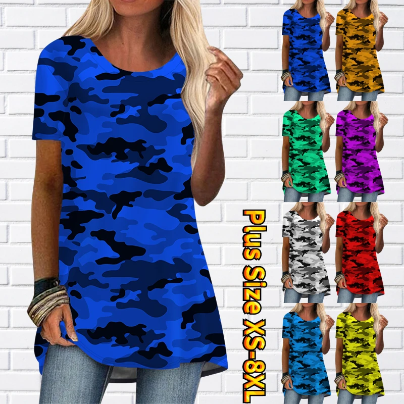 2022 New Daily Comfortable Temperament T-shirt Summer Short Sleeve Camouflage Print Top Round Collar Loose Slim Size Pullover
2022 New Daily Comfortable Temperament T-shirt Summer Short Sleeve Camouflage Print Top Round Collar Loose Slim Size Pullover