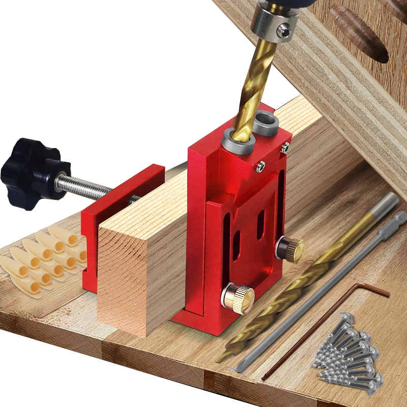 Aluminum Pocket Hole Jig With 9mm Drill Bit Woodworking Doweling Jig For Oblique Hole Drilling Guide Locator Puncher DIY Tools
Aluminum Pocket Hole Jig With 9mm Drill Bit Woodworking Doweling Jig For Oblique Hole Drilling Guide Locator Puncher DIY Tools