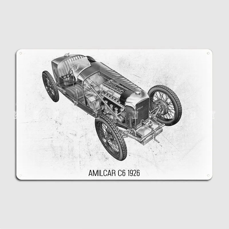 

Amilcar C6 1926 Metal Plaque Poster Plaques Living Room Vintage Cinema Kitchen Tin Sign Poster