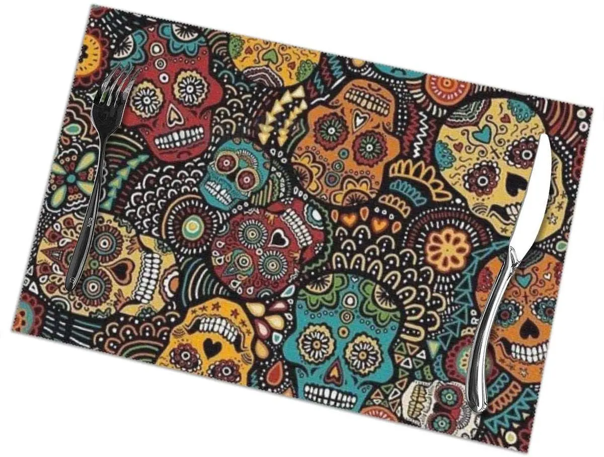 Mexican Sugar Skulls Table Mats Placemats Countertop Protection for Kitchen Dining Table Heat Resistant Baking Mat(12x18 inch)
Mexican Sugar Skulls Table Mats Placemats Countertop Protection for Kitchen Dining Table Heat Resistant Baking Mat(12x18 inch)