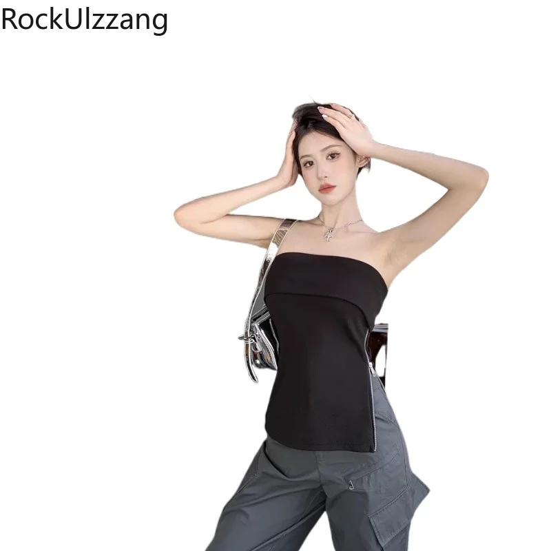 Sleeveless Slash Neck Elegant Top T-Shirt with Side Zipper Up Slit Women Off Shoulder Blusas T Shirt Summer y2k clothing sexy
Sleeveless Slash Neck Elegant Top T-Shirt with Side Zipper Up Slit Women Off Shoulder Blusas T Shirt Summer y2k clothing sexy