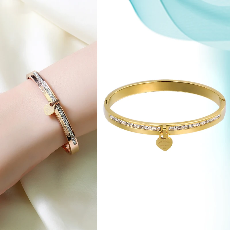 Fashion Bangles Women’s Stainless Steel Bracelet Diamond Peach Heart Shape Jewelry Luxury Quality New Modern Stylish Accessories
Fashion Bangles Women’s Stainless Steel Bracelet Diamond Peach Heart Shape Jewelry Luxury Quality New Modern Stylish Accessories