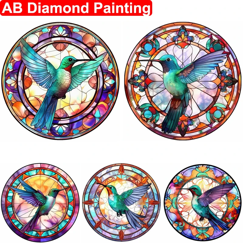 

5D алмазная живопись «сделай сам» AB, витражное стекло, колибри, полная вышивка, алмазная вышивка, мозаика, картина, наборы для вышивки крестиком, домашний декор