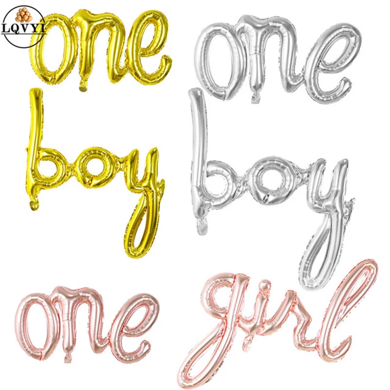 

50pcs Rose Gold Link One Boy Girl Hello Baby Letter Foil Balloons Baby Shower 1st First Birthday Party Decoration Air Balloons