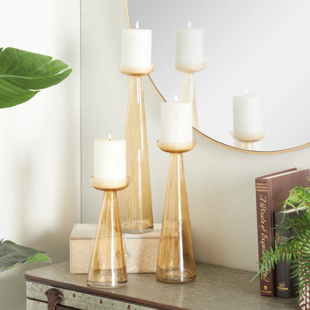 BOUSSAC DecMode 3 Candle Gold Glass Pillar Candle Holder, Set of 3, Wedding Centerpieces for Tables, Home Decor
BOUSSAC DecMode 3 Candle Gold Glass Pillar Candle Holder, Set of 3, Wedding Centerpieces for Tables, Home Decor