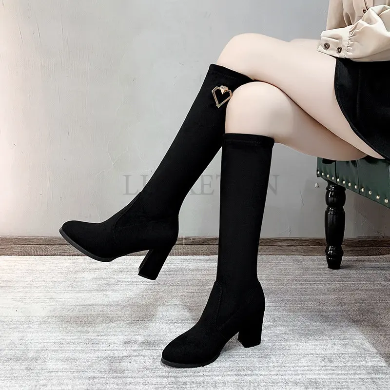 Women Autumn High Boots Thick Heels Over The Knee Boots High Heels Female Shoes Pointed Toe Knee High Boots Suede Shoes
Women Autumn High Boots Thick Heels Over The Knee Boots High Heels Female Shoes Pointed Toe Knee High Boots Suede Shoes