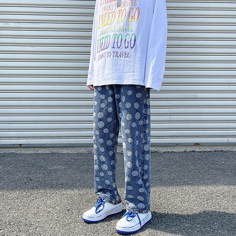 Smiley Jacquard Jeans Men's Autumn Winter 2022 Fashion Baggy Washed Handsome Loose Straight Student Streetwear Wide-leg Pants
Smiley Jacquard Jeans Men's Autumn Winter 2022 Fashion Baggy Washed Handsome Loose Straight Student Streetwear Wide-leg Pants