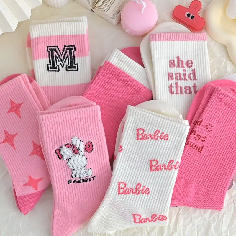2/4 Pairs Barbie Mid-Calf Socks for Women Kawaii Pink Series Autumn Sock Ins Trendy Versatile Socks Girls Fashion Mid Tube Socks
2/4 Pairs Barbie Mid-Calf Socks for Women Kawaii Pink Series Autumn Sock Ins Trendy Versatile Socks Girls Fashion Mid Tube Socks