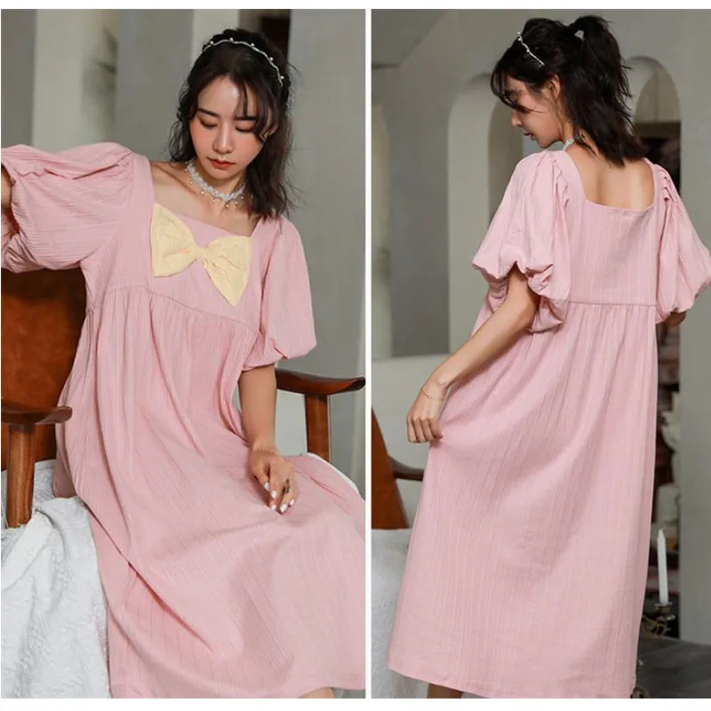 Cotton Women Night Dress Frence Short Sleeve Princess Nightgown Loose Leisure Sleepwear Summer Lolita Girls Pajamas Big Size 3XL
Cotton Women Night Dress Frence Short Sleeve Princess Nightgown Loose Leisure Sleepwear Summer Lolita Girls Pajamas Big Size 3XL