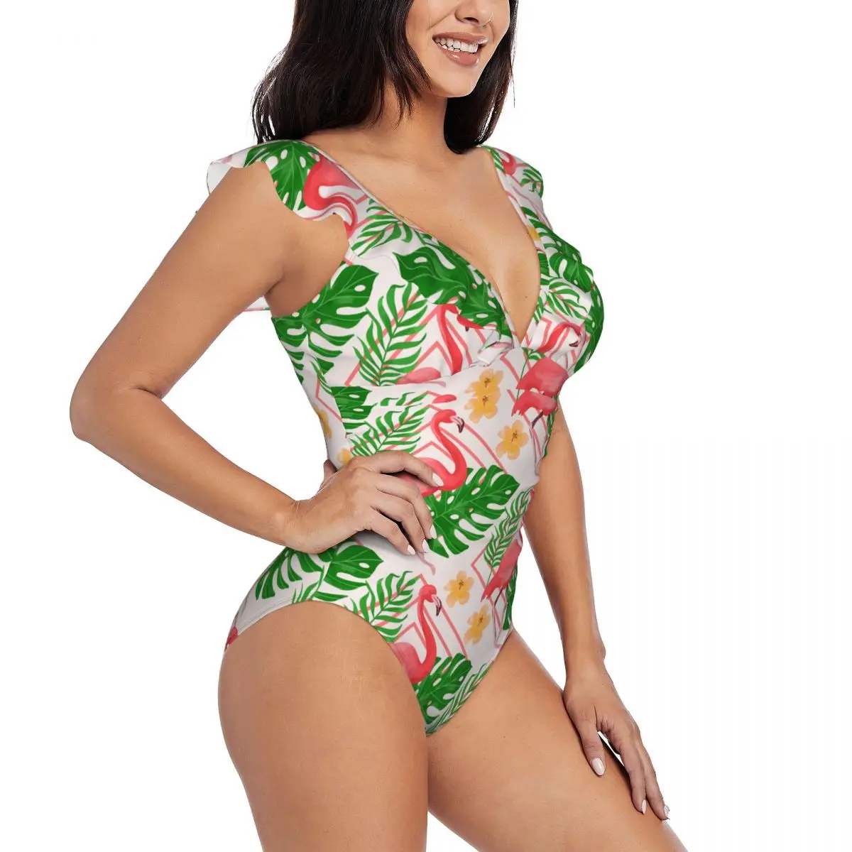 Sexy One Piece Swimsuit Push Up Swimwear Flamingo Summer Palm Leaves Women Ruffle Monokini Swimsuit Bodysuit Bathing Suit
Sexy One Piece Swimsuit Push Up Swimwear Flamingo Summer Palm Leaves Women Ruffle Monokini Swimsuit Bodysuit Bathing Suit