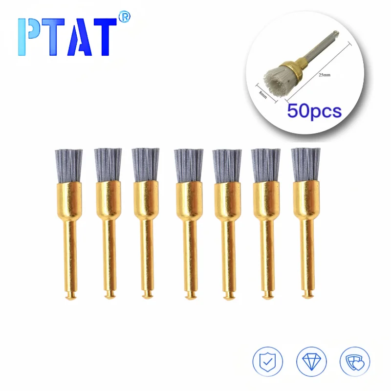 

50 pcs Dental Polishing Brush Alumina Material Latch Flat Sharp Bowl Teeth Polisher Prophy Brushes for Contra Angle Handpiece