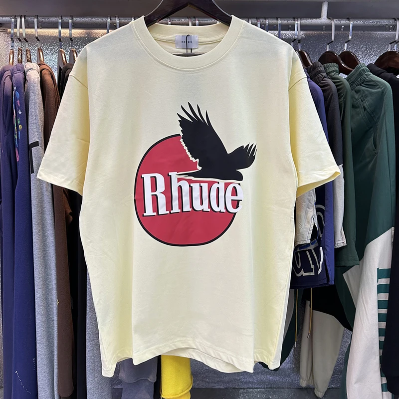 Streetwear Rhude T-shirt Black Peace Pigeon Alphabet Print RHUDE Cotton Breathable Men Women Short Sleeve T Shirt Real Photo
Streetwear Rhude T-shirt Black Peace Pigeon Alphabet Print RHUDE Cotton Breathable Men Women Short Sleeve T Shirt Real Photo