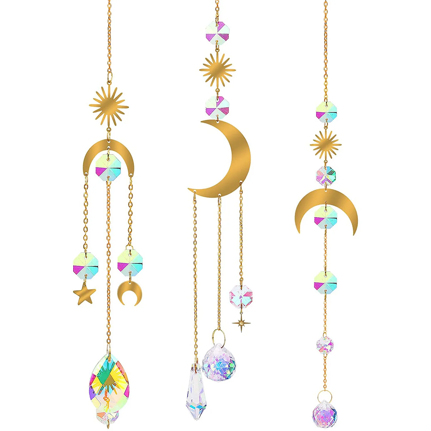 New Wind Chime Pendant Suncatcher Brass Crystal Moon Sun Catcher Prism Pendant Lighting Pendant Window Home Garden Decoration
New Wind Chime Pendant Suncatcher Brass Crystal Moon Sun Catcher Prism Pendant Lighting Pendant Window Home Garden Decoration
