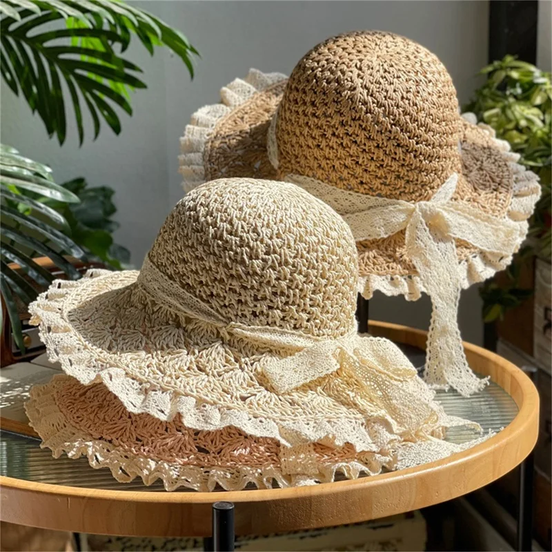 Women Sun Hat Elegant Bowknot Wide Brim Lace Patchwork Summer Cap for Beach Travel
Women Sun Hat Elegant Bowknot Wide Brim Lace Patchwork Summer Cap for Beach Travel