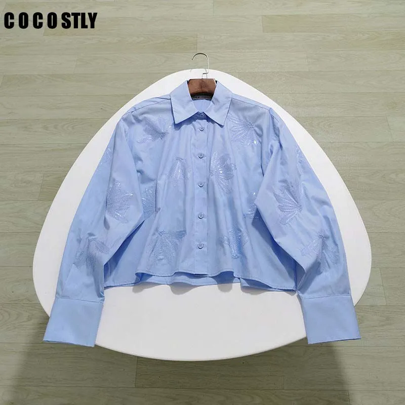 2023 Summer Women's Sequin Short Shirt Female Fashion Lapel Single Breasted Loose Crop Tops Blusas Chic Blouse Mujer Fashion New
2023 Summer Women's Sequin Short Shirt Female Fashion Lapel Single Breasted Loose Crop Tops Blusas Chic Blouse Mujer Fashion New