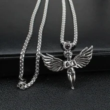 Disco Jumping Necklace Female Ins Fashion Anti-Allergy Accessories Couple Mesh Red Titanium Steel Hip Hop Little Angel Pendant