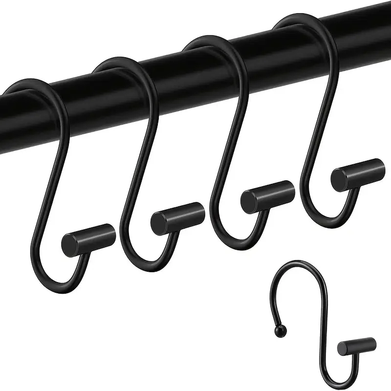 Shower Curtain Hooks, Premium Rust-Resistant Metal Shower Curtain Rings For Bathroom T Shaped Design Decorative Shower Hooks For 
Shower Curtain Hooks, Premium Rust-Resistant Metal Shower Curtain Rings For Bathroom T Shaped Design Decorative Shower Hooks For