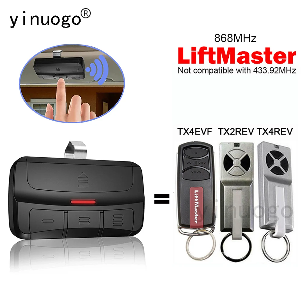 LiftMaster TX4EVF TX2REV TX4REV Remote Control Garage Door Opener 868MHz Garage Remote Control Door Key Duplicator Transmitter
LiftMaster TX4EVF TX2REV TX4REV Remote Control Garage Door Opener 868MHz Garage Remote Control Door Key Duplicator Transmitter