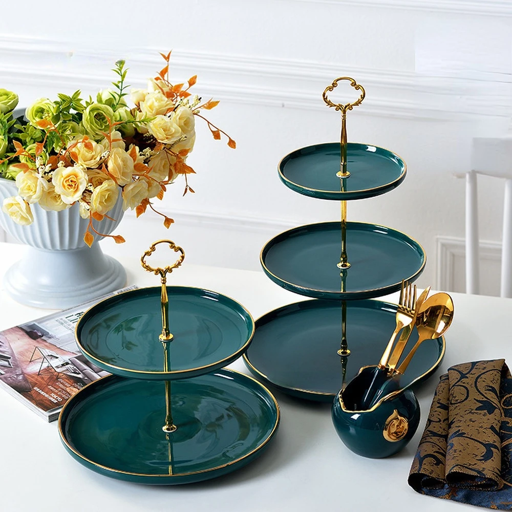 Nordic Peacock Green Two-layer Plate Three-layer Plate Ceramic Fruit Plate Living Room Display Plate Western Restaurant Cake
Nordic Peacock Green Two-layer Plate Three-layer Plate Ceramic Fruit Plate Living Room Display Plate Western Restaurant Cake