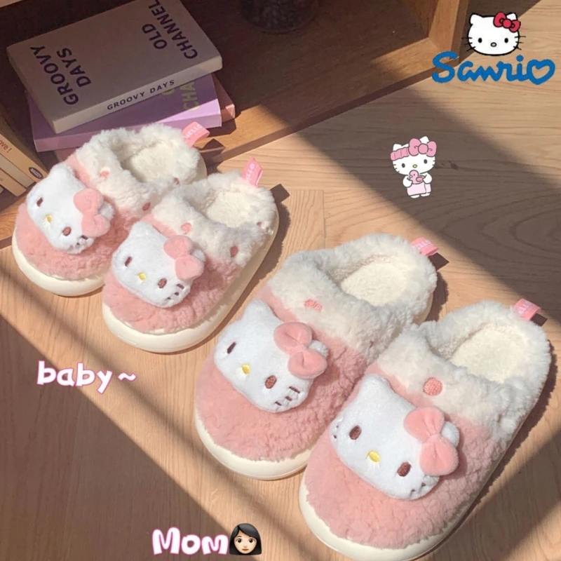 Симпатичные плюшевые туфли Sanrio, Hello Kitty Kuromi Cinnamoroll, женские домашние хлопковые тапочки, теплые зимние подарки подруге на день рождения 
Симпатичные плюшевые туфли Sanrio, Hello Kitty Kuromi Cinnamoroll, женские домашние хлопковые тапочки, теплые зимние подарки подруге на день рождения