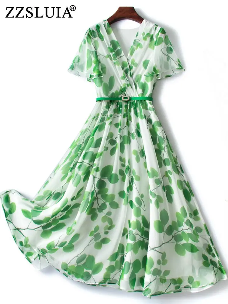 ZZSLUIA Elegant Dresses For Women V Neck Short Sleeve Printed Slim Summer Dress With Belt Fashion France One Piece Female Cloth
ZZSLUIA Elegant Dresses For Women V Neck Short Sleeve Printed Slim Summer Dress With Belt Fashion France One Piece Female Cloth