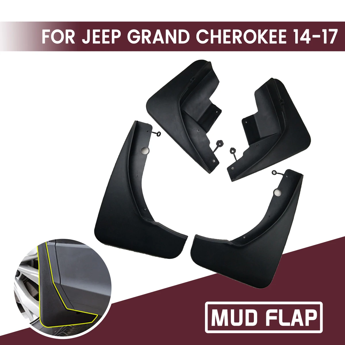 

Car Front Rear Car Mudguards Fender Flares Mud Guard Flap Anti Splash Mudflaps Soft Good Tenacity For JEEP GRAND CHEROKEE 14-17