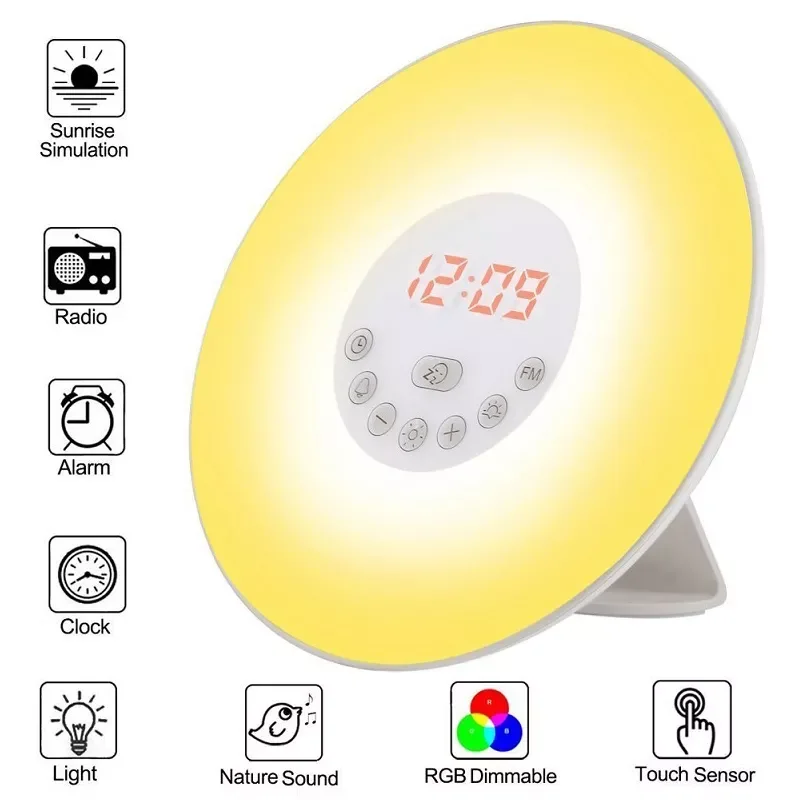 Up Light Alarm Clock Sunrise/Sunset Simulation Luminous Digital Clock with FM Radio Night Light Touch Control Table Clocks
Up Light Alarm Clock Sunrise/Sunset Simulation Luminous Digital Clock with FM Radio Night Light Touch Control Table Clocks
