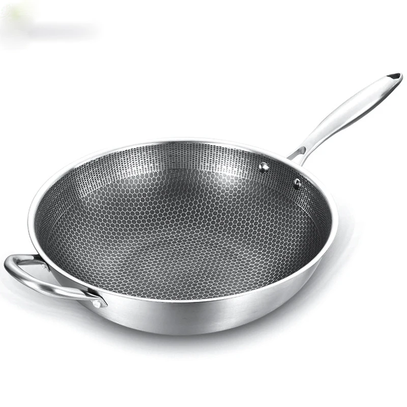 New Stainless Steel Wok Honeycomb Non-stick Pan Without Oil Smoke Frying Pan Wok, Gas and Induction Cooker Kitchen Tool
New Stainless Steel Wok Honeycomb Non-stick Pan Without Oil Smoke Frying Pan Wok, Gas and Induction Cooker Kitchen Tool