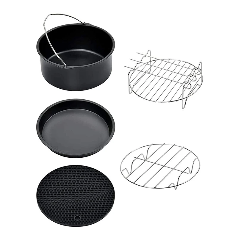 6inch Air Fryer Accessories Cake Baking Pan Pizza Pan Grill Rack Fit All 3.2QT - 5.8QT Airfryer, Set of 5
6inch Air Fryer Accessories Cake Baking Pan Pizza Pan Grill Rack Fit All 3.2QT - 5.8QT Airfryer, Set of 5