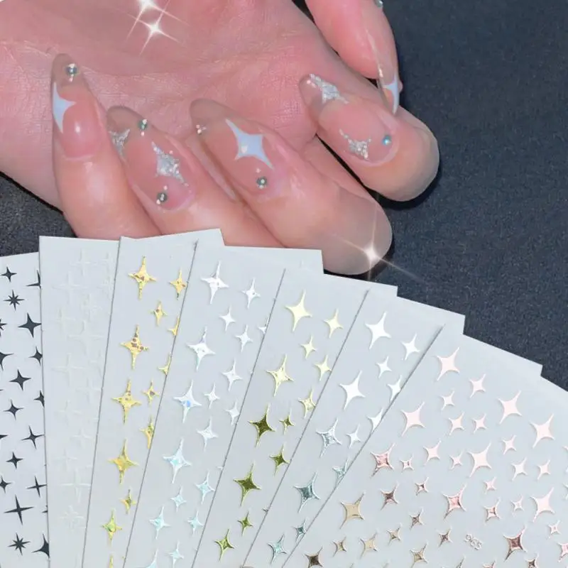 Laser Star Nail Art Sticker For Nail Art Decoration Gold White Silver Black Thin Foils 3D Slider Nail DIY Decals Manicure Decor
Laser Star Nail Art Sticker For Nail Art Decoration Gold White Silver Black Thin Foils 3D Slider Nail DIY Decals Manicure Decor