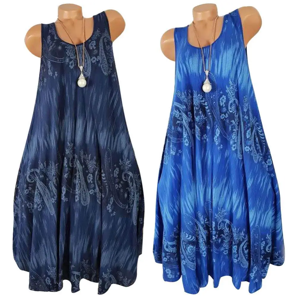 Women's Dress 2019 Summer Plus Size Women Summer Flower Print Sleeveless Round Neck Loose Shift Dress
Women's Dress 2019 Summer Plus Size Women Summer Flower Print Sleeveless Round Neck Loose Shift Dress