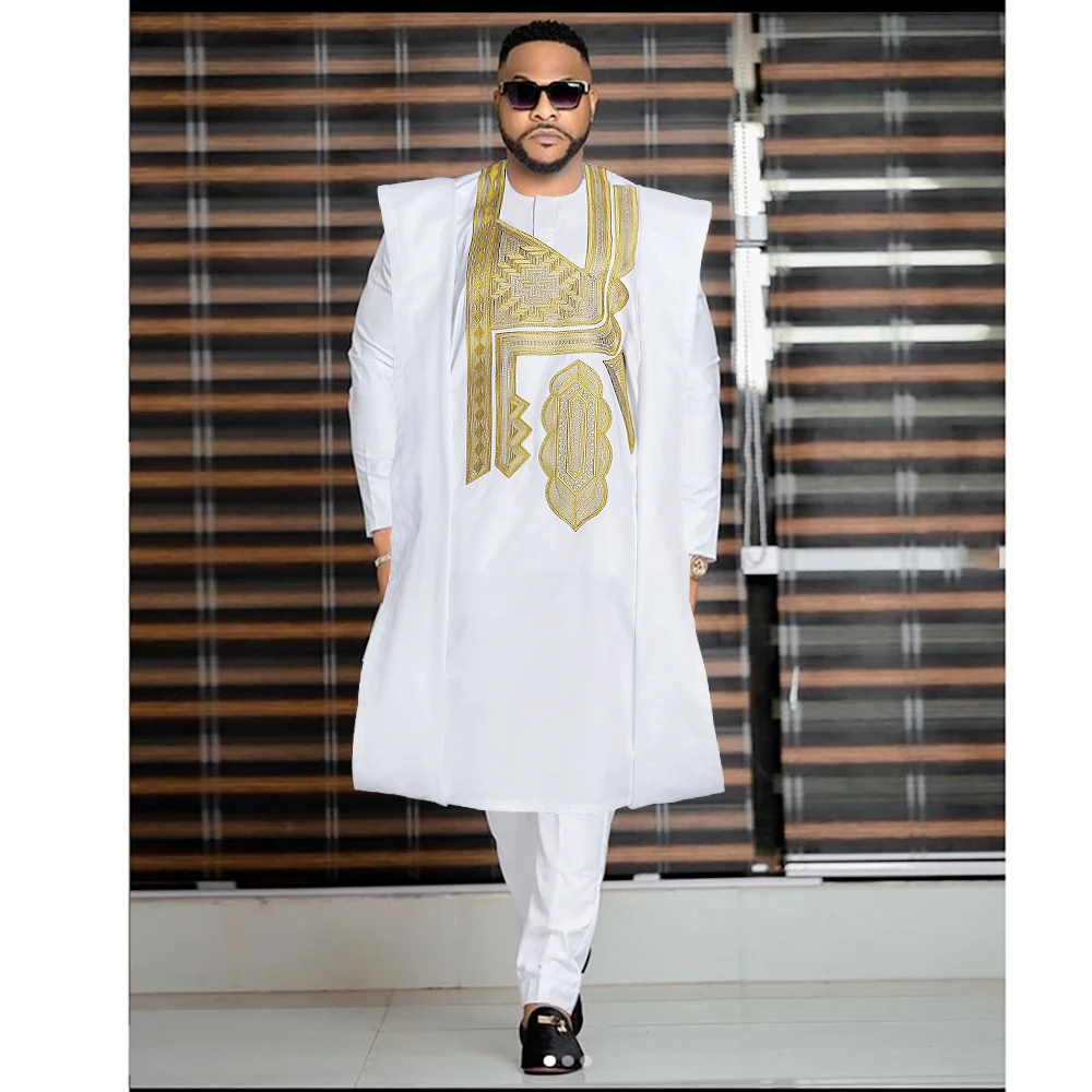 H&D Party Tradition Clothing For Men African Bazin Riche Agbada Robe Shirt Pants 3 PCS Set Plus Size Homme Musulman Ensembles
H&D Party Tradition Clothing For Men African Bazin Riche Agbada Robe Shirt Pants 3 PCS Set Plus Size Homme Musulman Ensembles