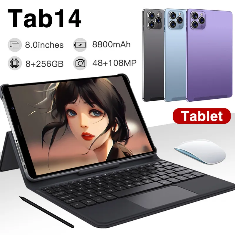 2023 Tab14 Global Version Tablet Android 12 Tabletas 8 Inch 8GB+256GB 8800mAh Battery Tablete Pc 5G SIM Card or WIFI Pad Tablets
2023 Tab14 Global Version Tablet Android 12 Tabletas 8 Inch 8GB+256GB 8800mAh Battery Tablete Pc 5G SIM Card or WIFI Pad Tablets