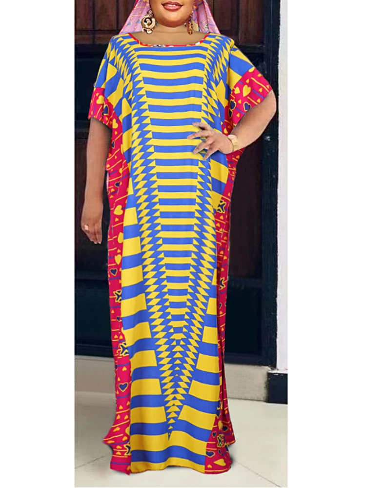 Woman Long Printed Dress Casual Square Collar Short Betwing Sleeve with Kerchief Rose Black Daily Going Out African Female Robe
Woman Long Printed Dress Casual Square Collar Short Betwing Sleeve with Kerchief Rose Black Daily Going Out African Female Robe