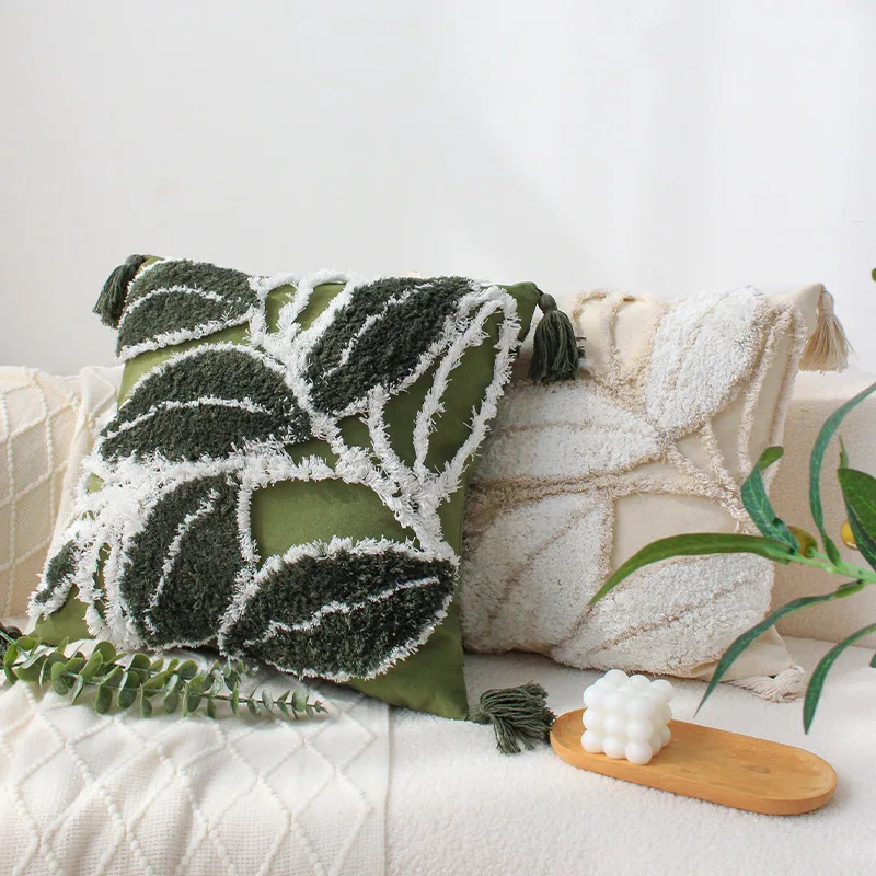 Green Plant Leaf Moroccan Tufted Pillow Case Cushion Cover Ethnic Cushion Cover with Tassel for Home Decor 
Green Plant Leaf Moroccan Tufted Pillow Case Cushion Cover Ethnic Cushion Cover with Tassel for Home Decor