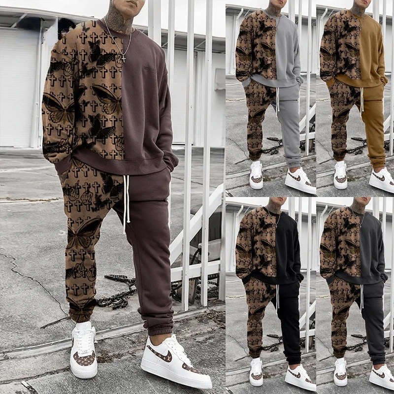 2022 new men's spring and autumn two-piece long-sleeved round neck T-shirt trousers casual loose printing transport suit
2022 new men's spring and autumn two-piece long-sleeved round neck T-shirt trousers casual loose printing transport suit
