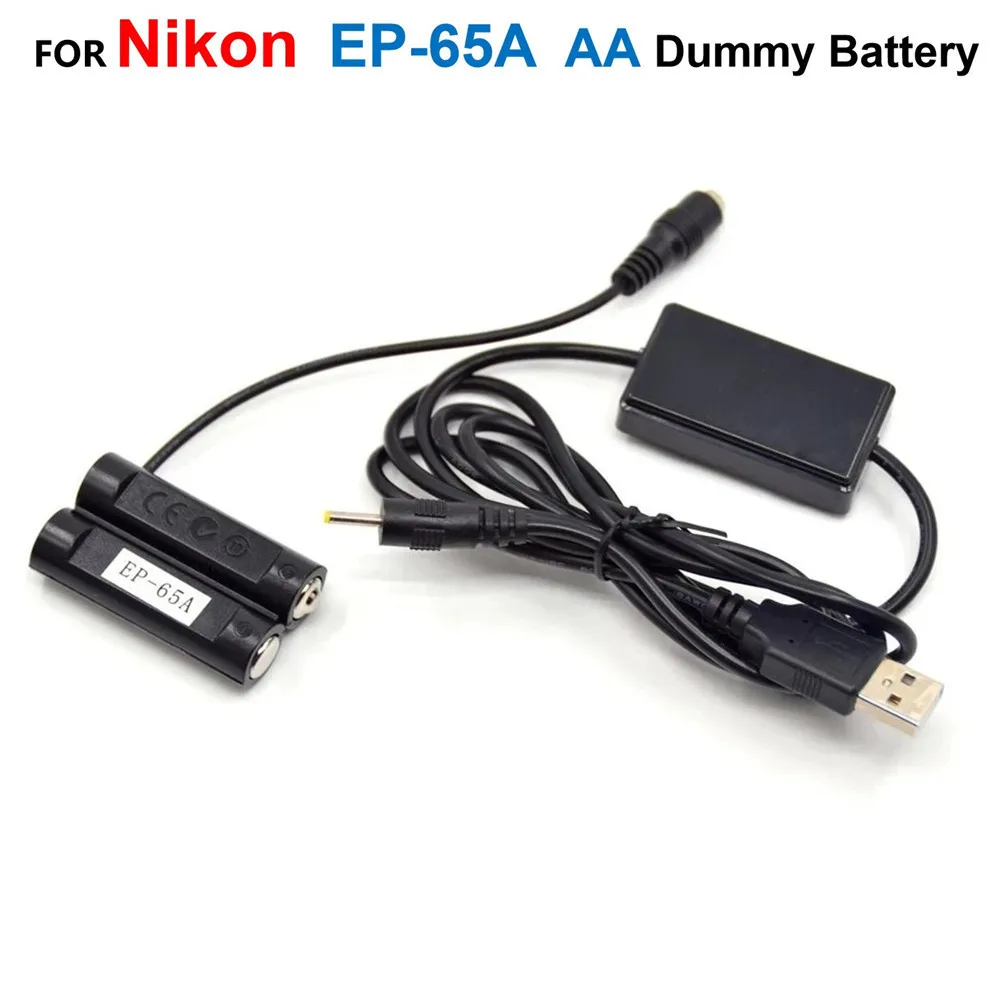 

USB Drive Power Adapter Cable+EP-65A EP65A DC Coupler AA Dummy Battery For Nikon P60 P50 L18 L16 L15 L14 L12 L11 L6 L5 L3